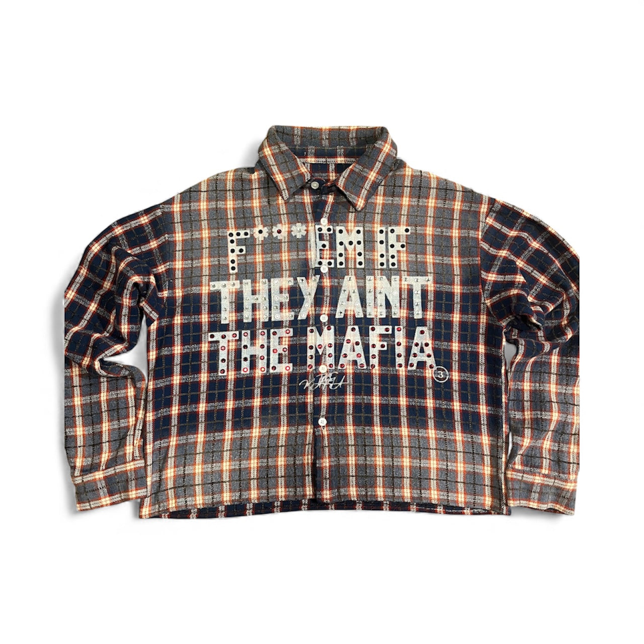 Slogan Studded Flannel